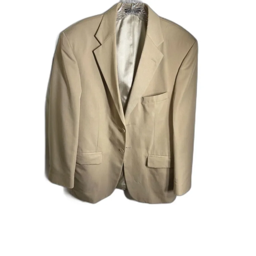 Vintage Towncraft Men’s Tan 2-Piece Suit W36 Pleated Pants Two-Button Blazer